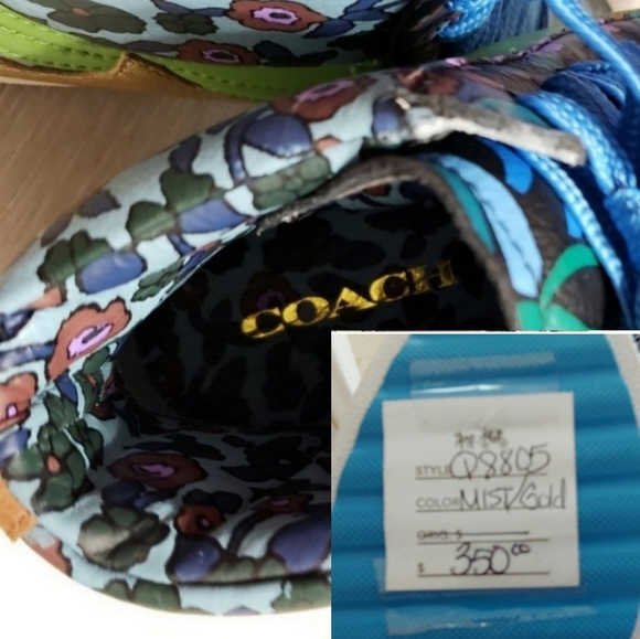1 DAY SALE! COACH LEATHER HiTop Floral Shoes - Picture 6 of 8